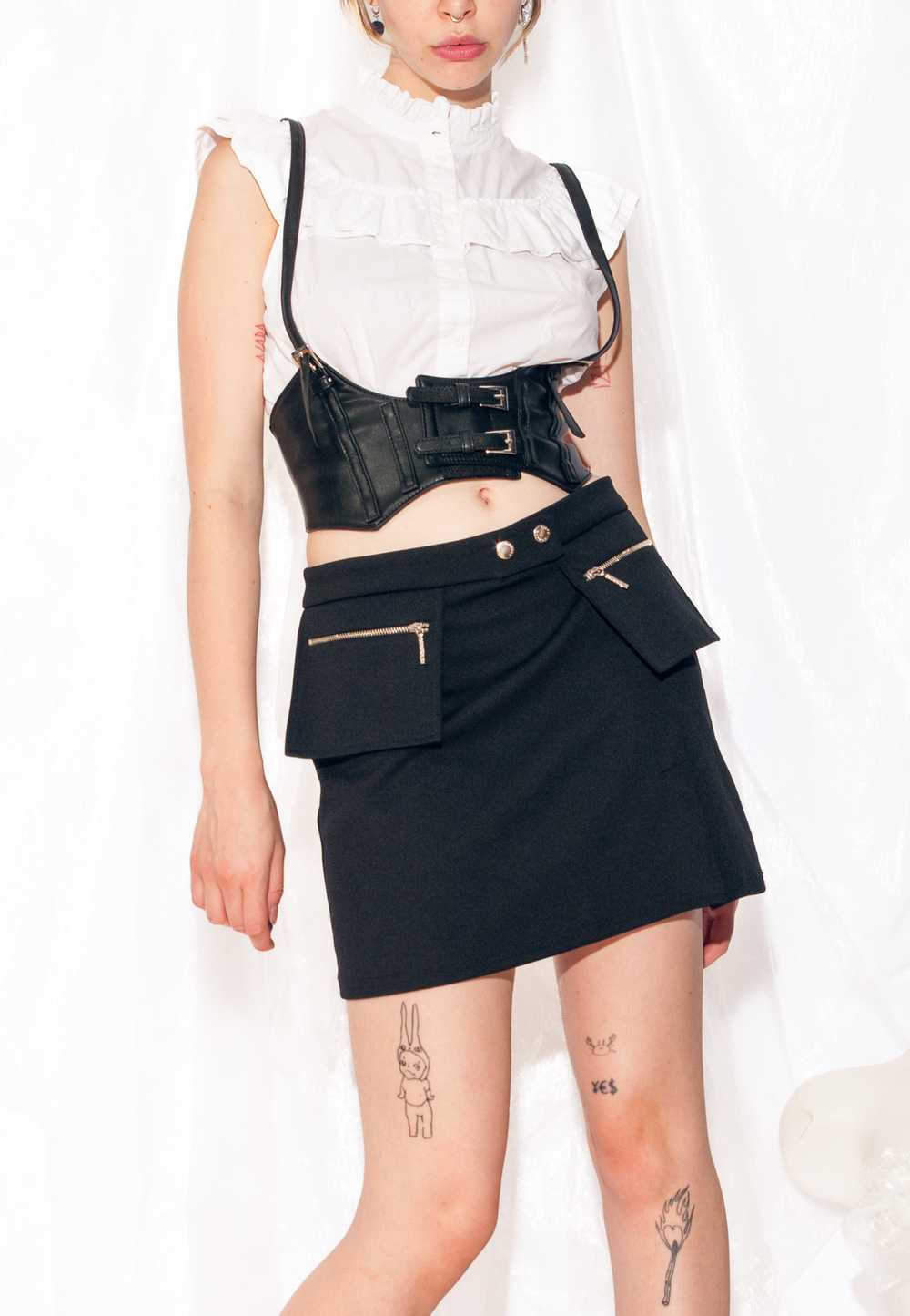 Vintage Morgan de Toi Skirt 90s Slit Mini in Black - image 2