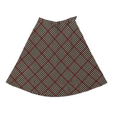 Unbranded Checked Skirt - 29W UK 10 Brown Wool Bl… - image 1