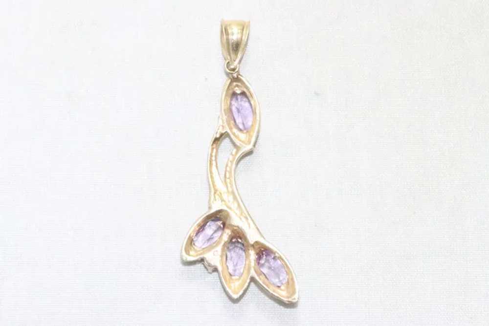 14K Yellow Gold Diamond Amethyst Pendant - image 3