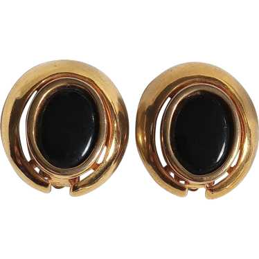 Pierre Cardin Modernist clip earrings gold tone b… - image 1