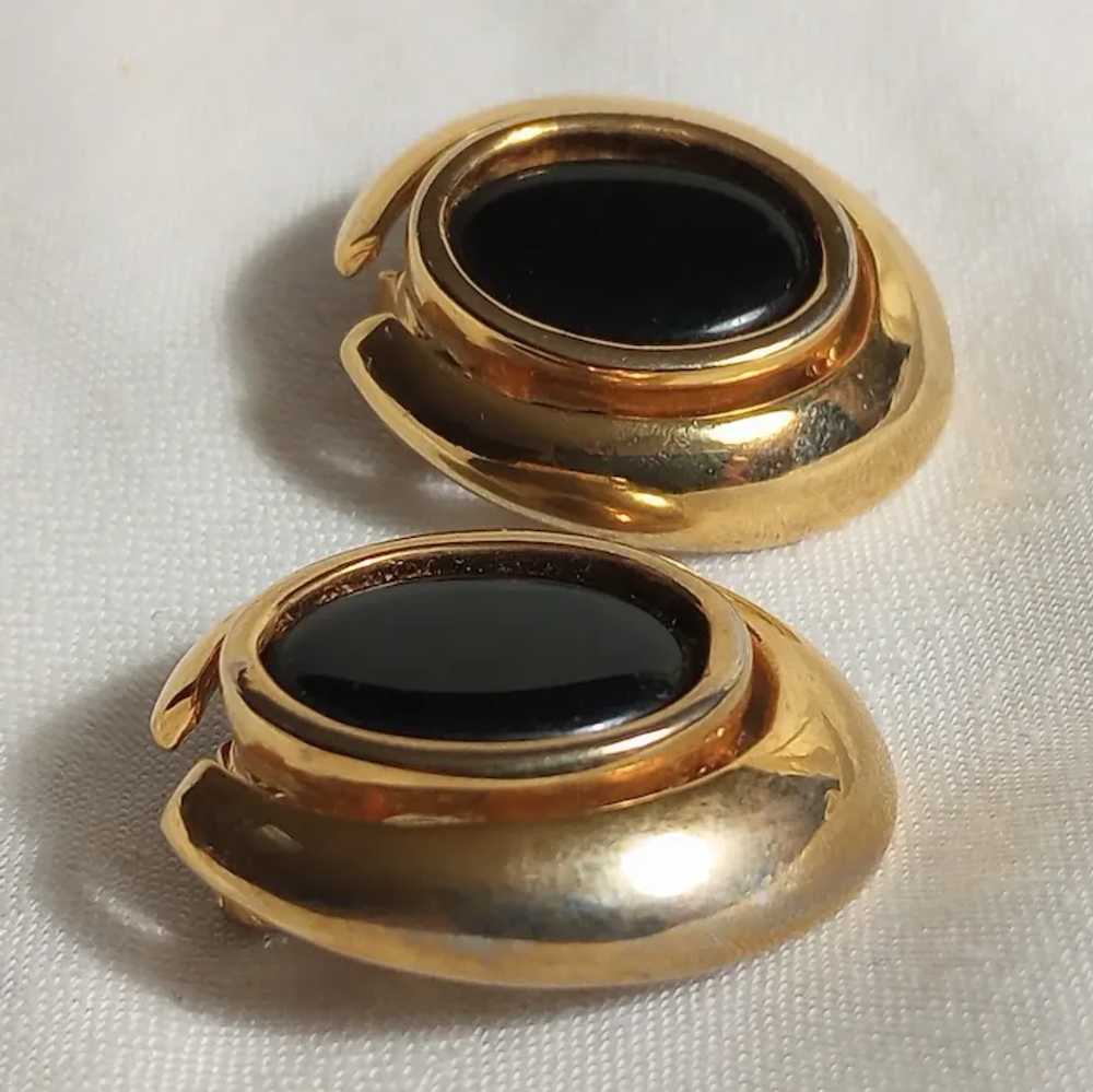 Pierre Cardin Modernist clip earrings gold tone b… - image 2