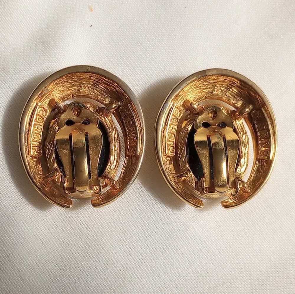 Pierre Cardin Modernist clip earrings gold tone b… - image 3