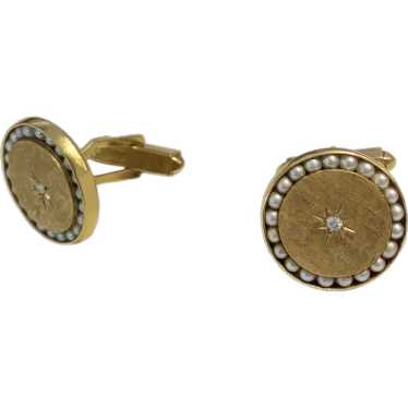 Lucien Piccard Sophisticated Cufflinks in Gold wit