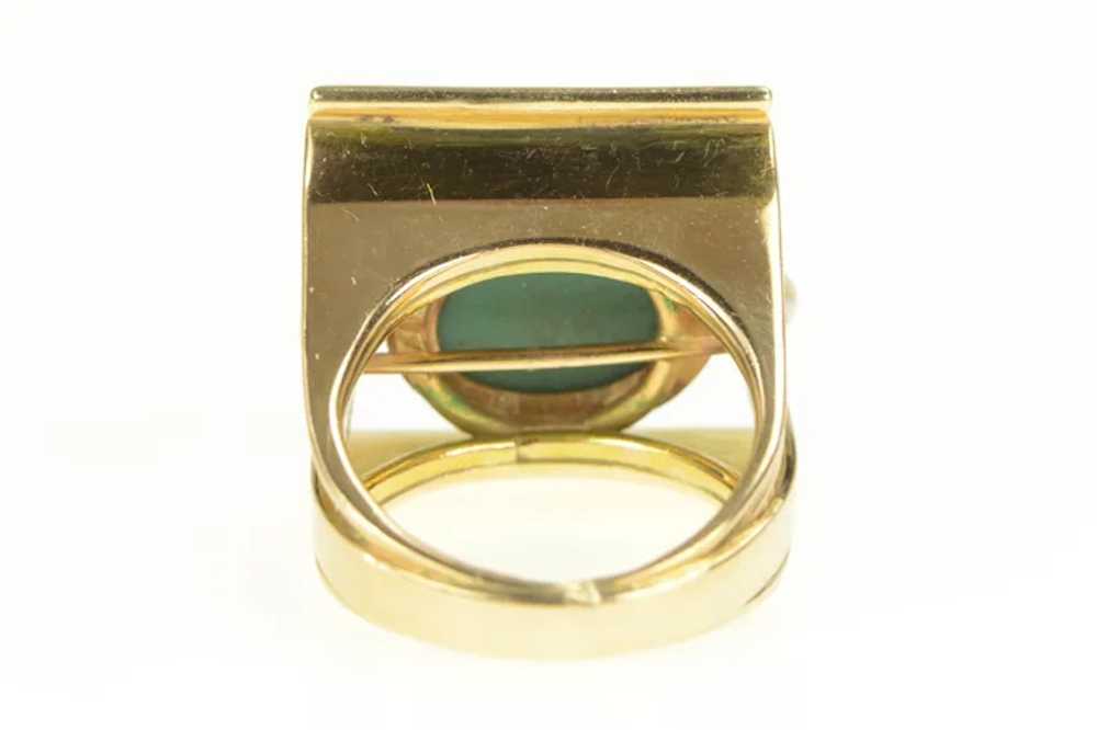 18K 1940's Turquoise Pearl Geometric Squared Ring… - image 3