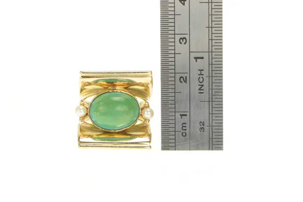 18K 1940's Turquoise Pearl Geometric Squared Ring… - image 4