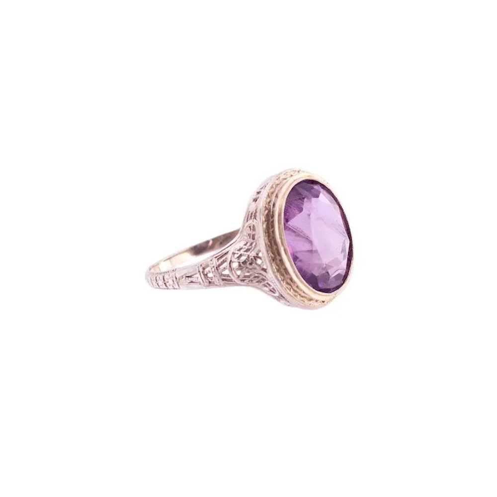 14K Gold Amethyst Filigree Ring - image 4