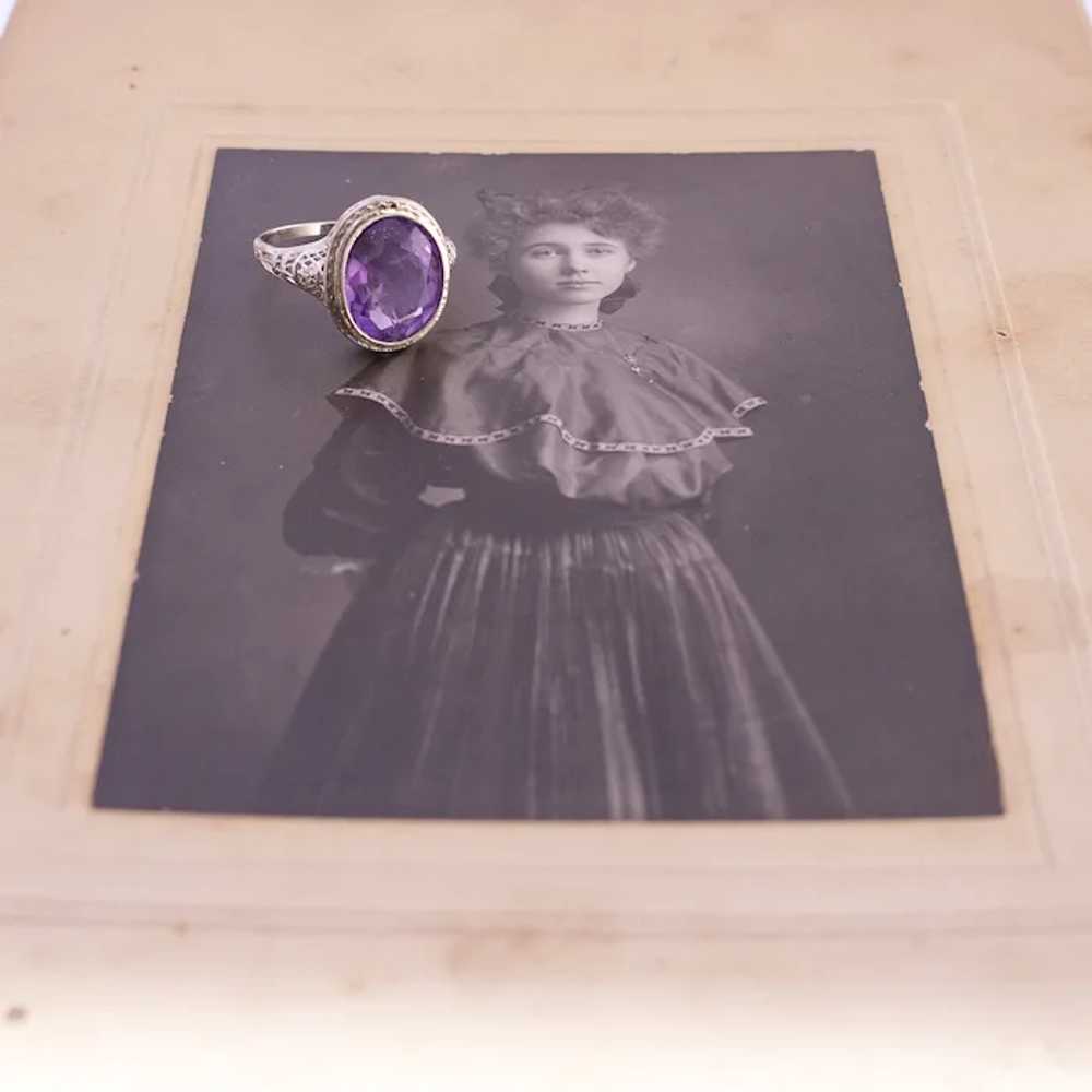 14K Gold Amethyst Filigree Ring - image 5