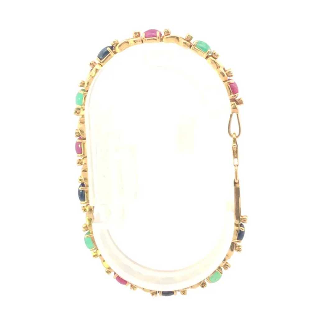14K Emerald Ruby Sapphire Diamond Cabochon Bracel… - image 2