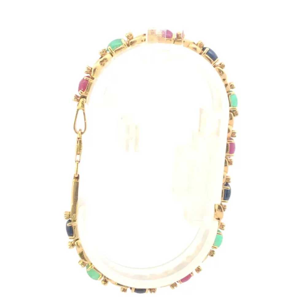 14K Emerald Ruby Sapphire Diamond Cabochon Bracel… - image 4