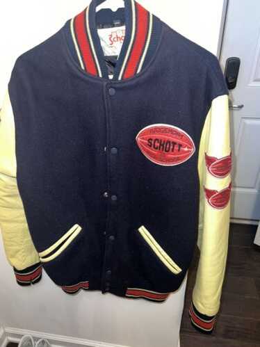 Schott Varsity Jacket Black Leather Sleeves D-Pocket Size 36