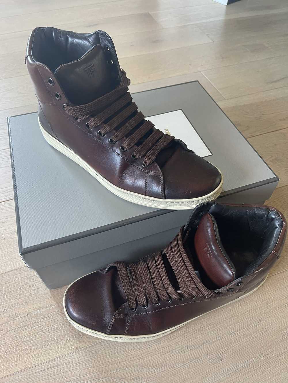 Tom Ford Russel High Top Sneaker Brown Leather - image 1