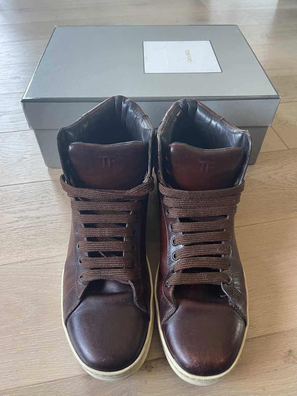 Tom Ford Russel High Top Sneaker Brown Leather - image 2