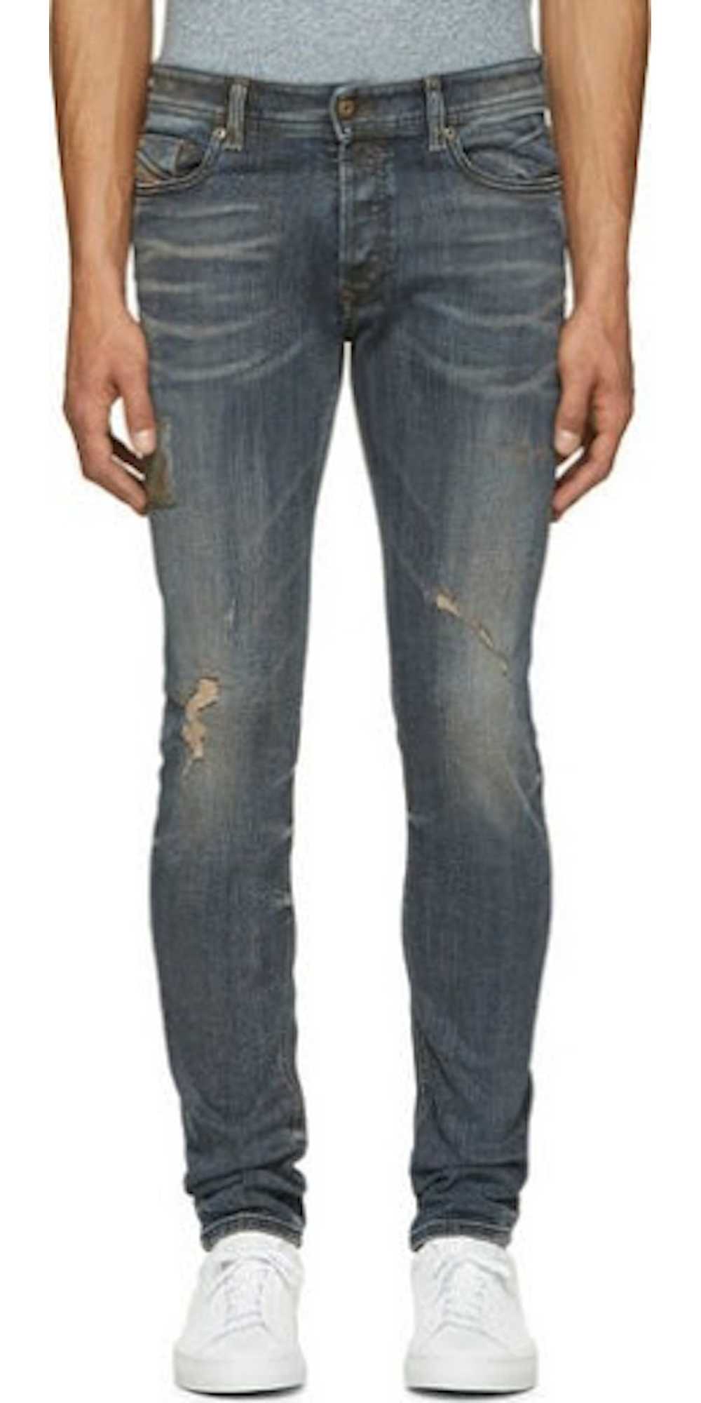 Diesel Blue Faded & Patched Sleenker Jeans - image 1