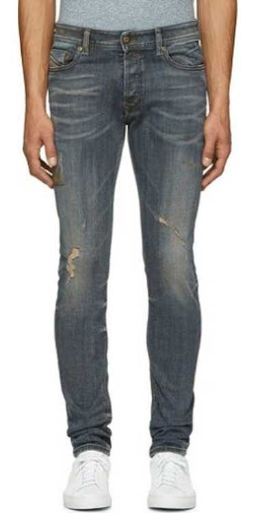 Diesel Blue Faded & Patched Sleenker Jeans