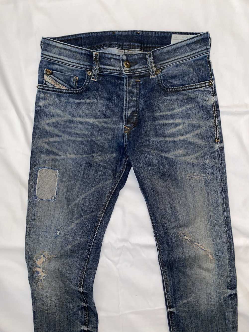 Diesel Blue Faded & Patched Sleenker Jeans - image 2