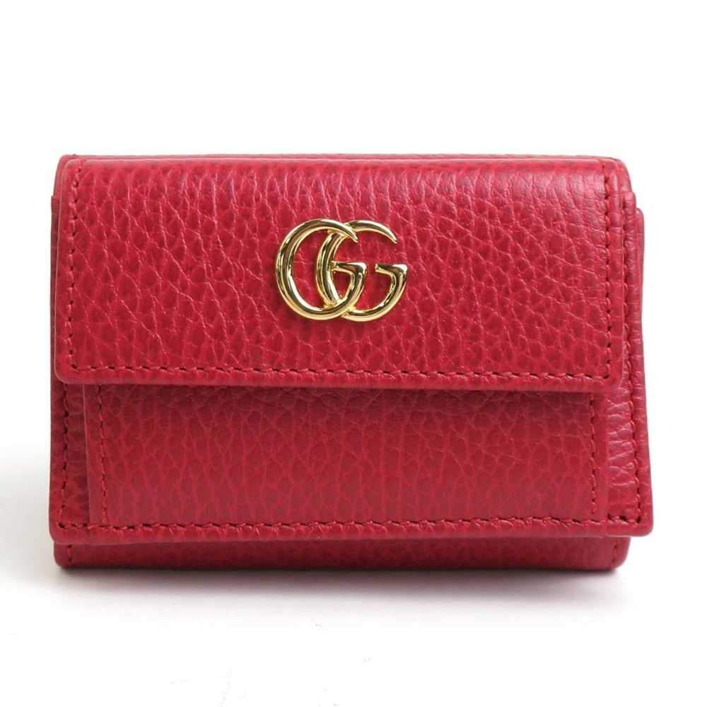 Gucci GUCCI Trifold Wallet GG Marmont Leather Red… - image 1