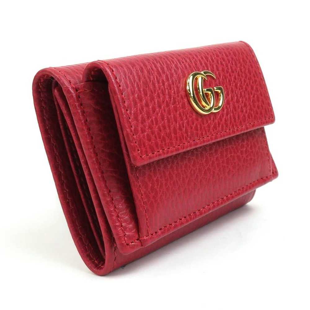 Gucci GUCCI Trifold Wallet GG Marmont Leather Red… - image 2
