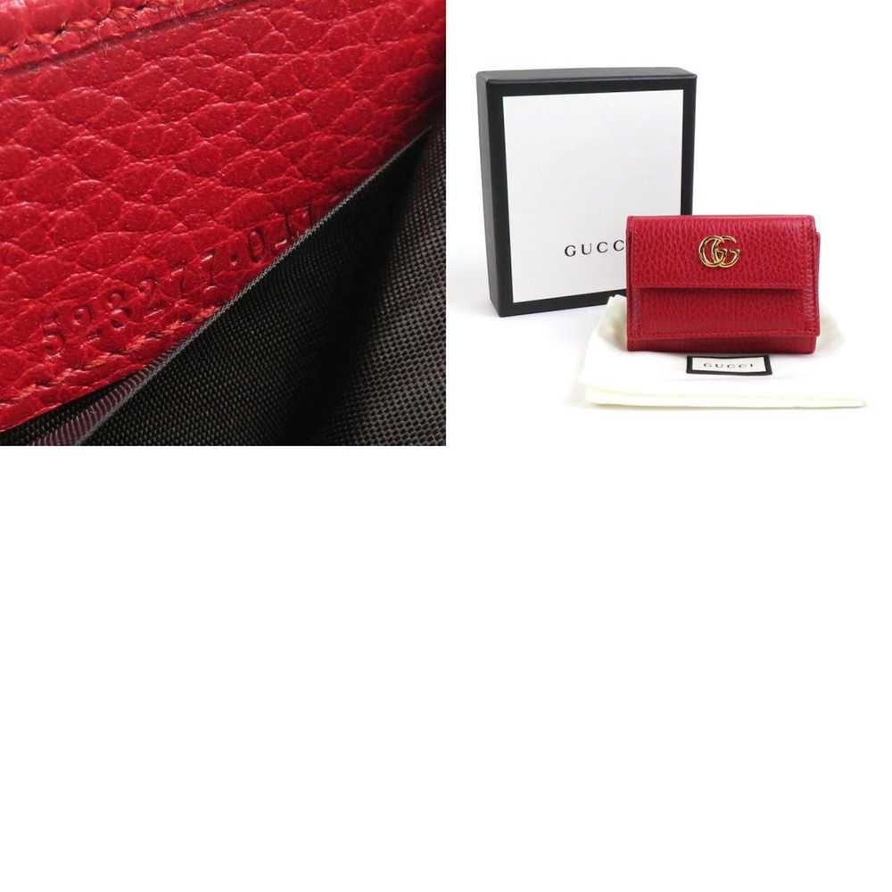 Gucci GUCCI Trifold Wallet GG Marmont Leather Red… - image 5