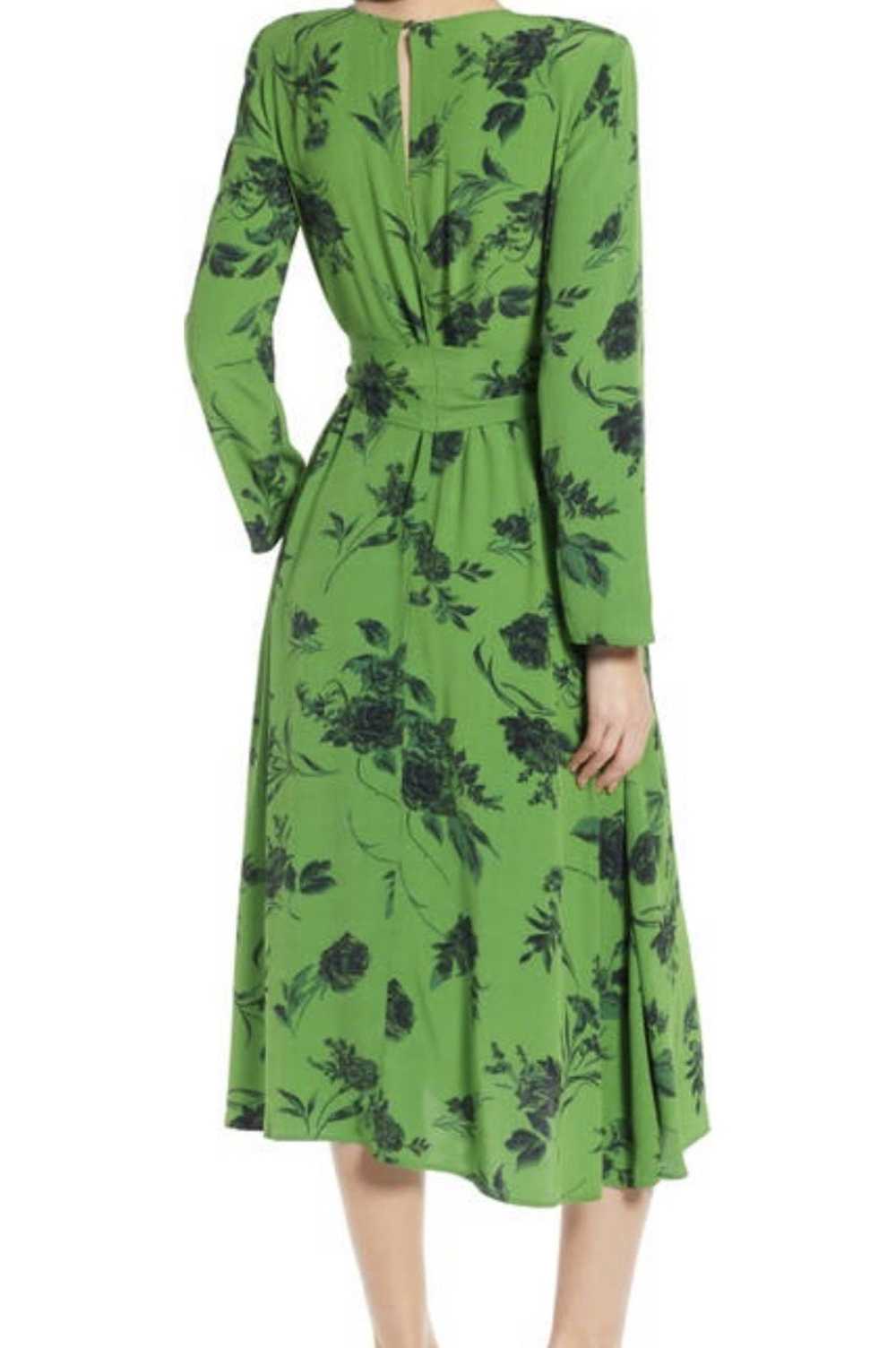 Other Something navy green floral midi belted dre… - image 2