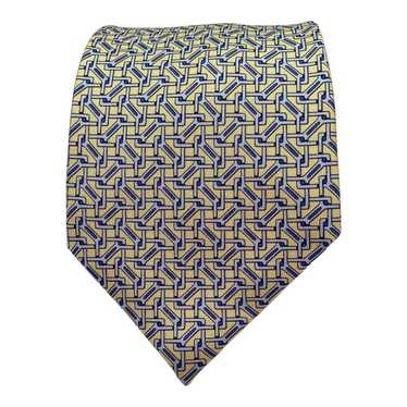 Hermes HERMÈS PARIS Chain Link Silk Tie France 59… - image 1