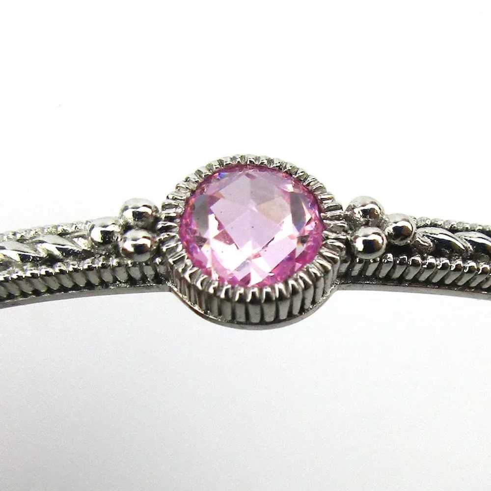 Estate Judith Ripka Sterling Silver Pink Stone Ba… - image 4