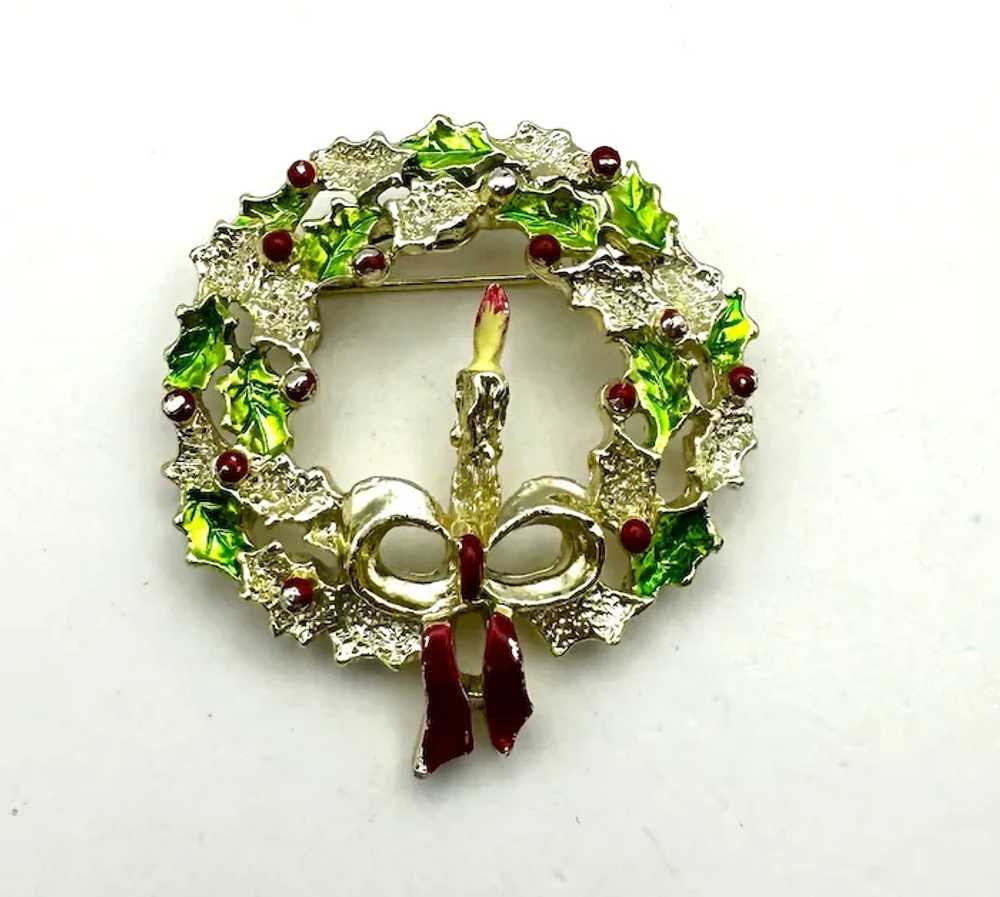 GERRY'S signed Green and Goldtone Holly Christmas… - image 3