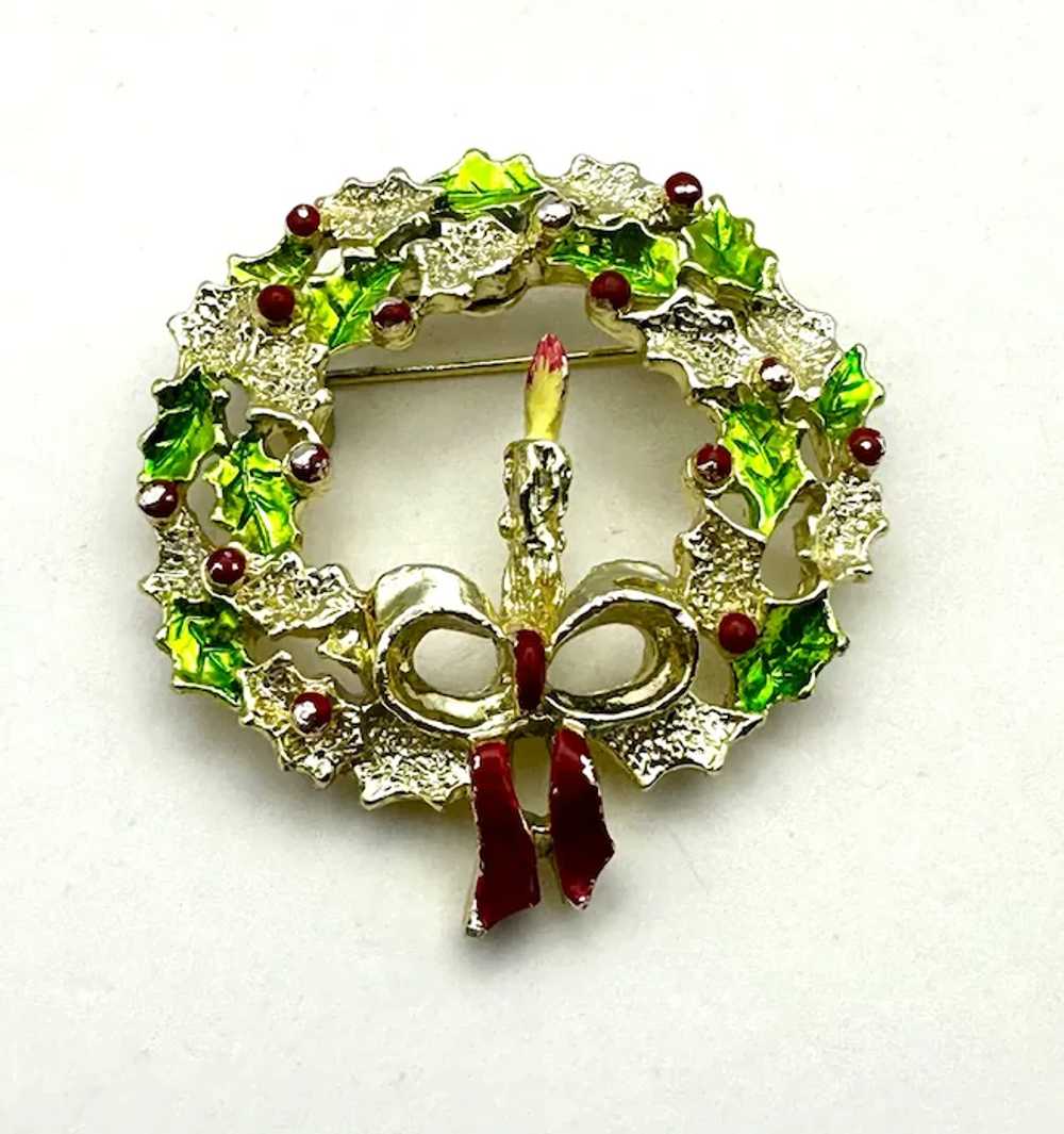GERRY'S signed Green and Goldtone Holly Christmas… - image 7