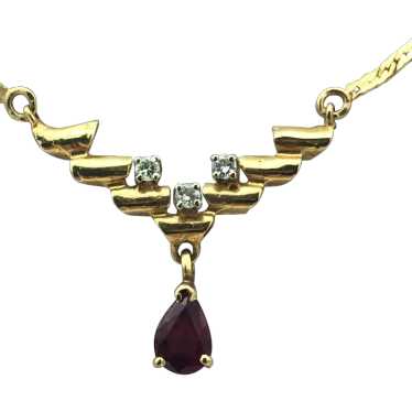 14KY Ruby & Diamond 16'' Necklace