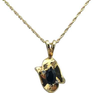 14KY Sapphire & Diamond Pendant with 18'' Necklace - image 1