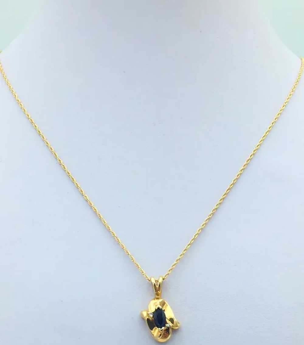 14KY Sapphire & Diamond Pendant with 18'' Necklace - image 3