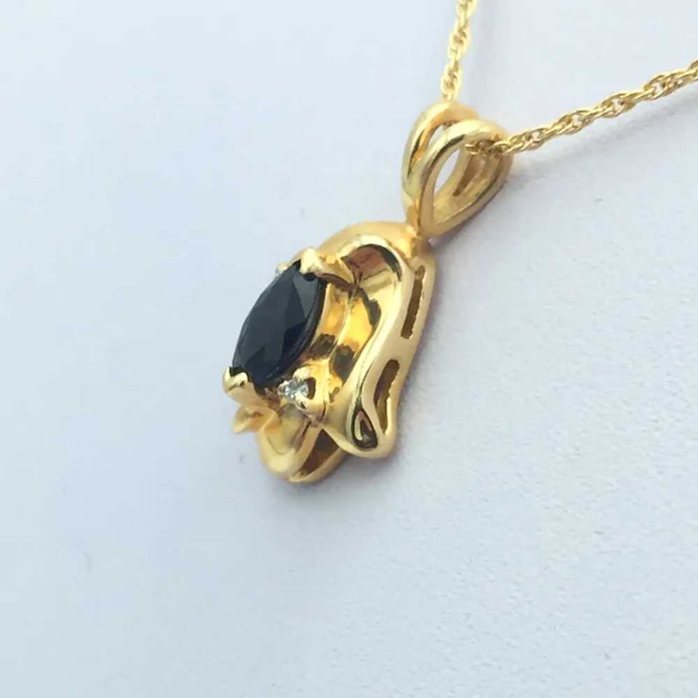 14KY Sapphire & Diamond Pendant with 18'' Necklace - image 4