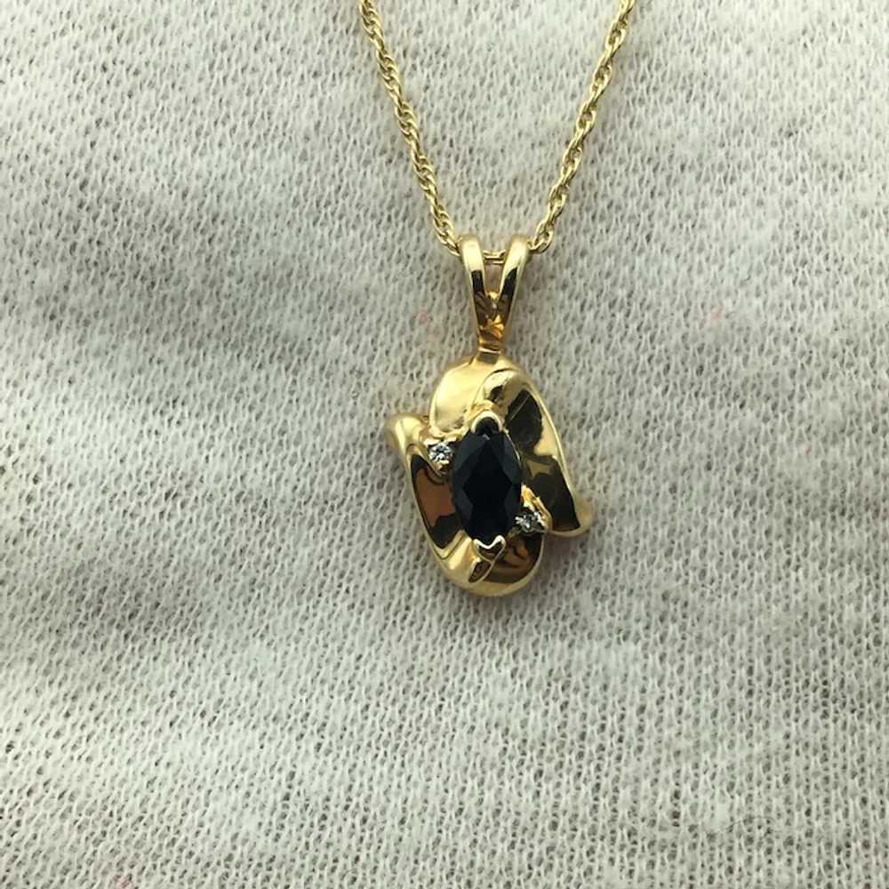 14KY Sapphire & Diamond Pendant with 18'' Necklace - image 5