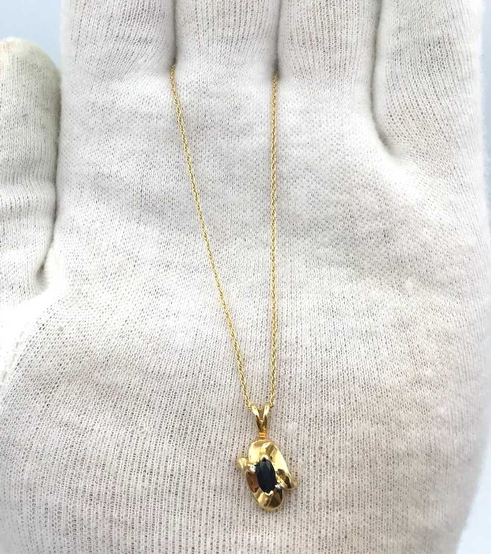 14KY Sapphire & Diamond Pendant with 18'' Necklace - image 8