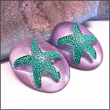 Tropical Starfish Earrings 1960s Retro Vintage Je… - image 1