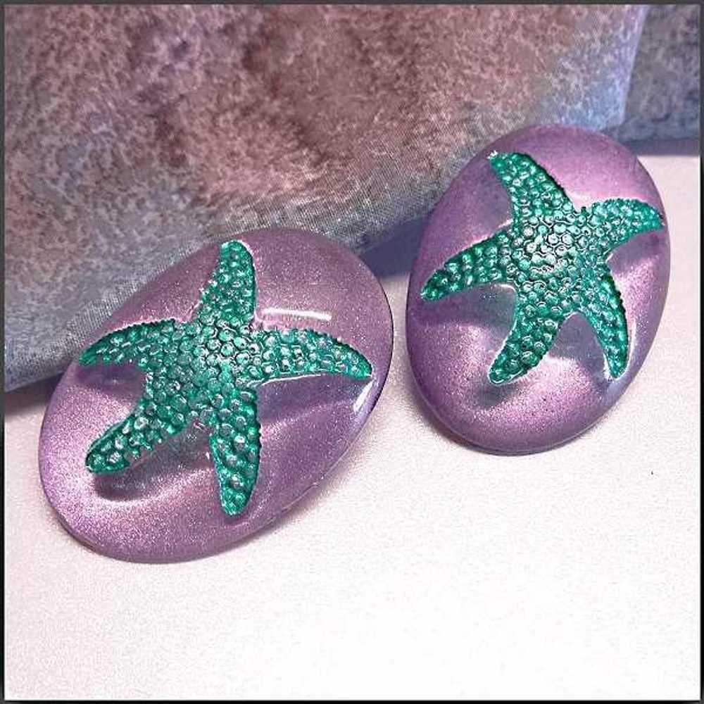 Tropical Starfish Earrings 1960s Retro Vintage Je… - image 2