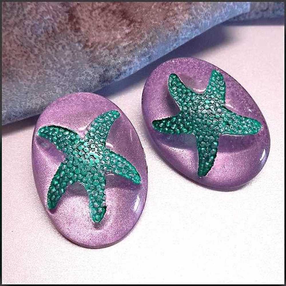 Tropical Starfish Earrings 1960s Retro Vintage Je… - image 3
