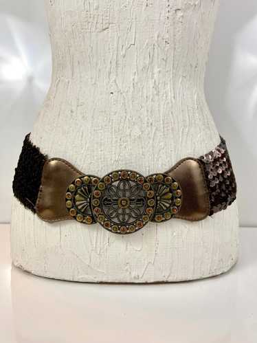 Bronzy stretchy sequins belt
