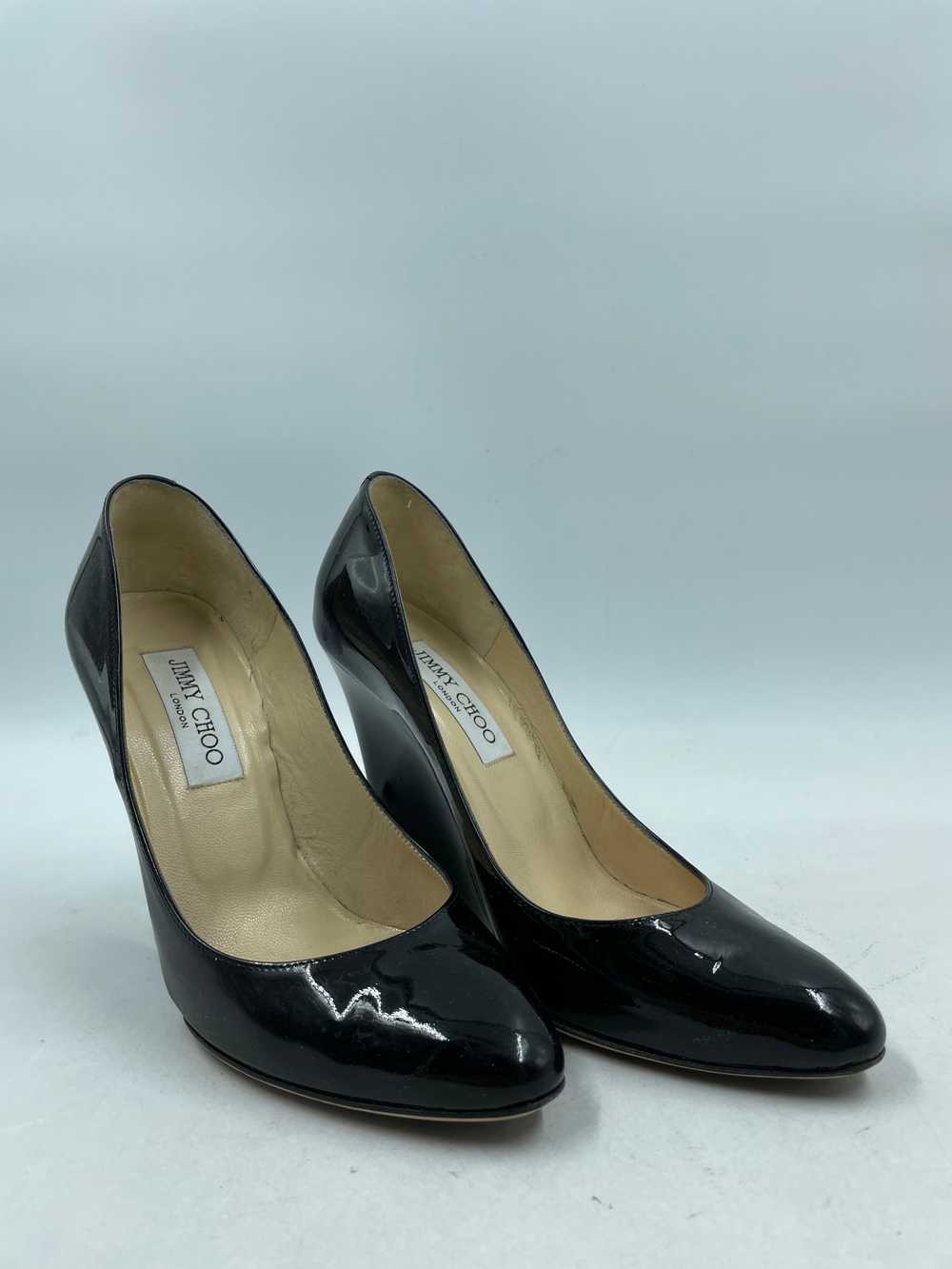 Authentic Jimmy Choo Black Patent Wedge Pumps W 7 - image 3