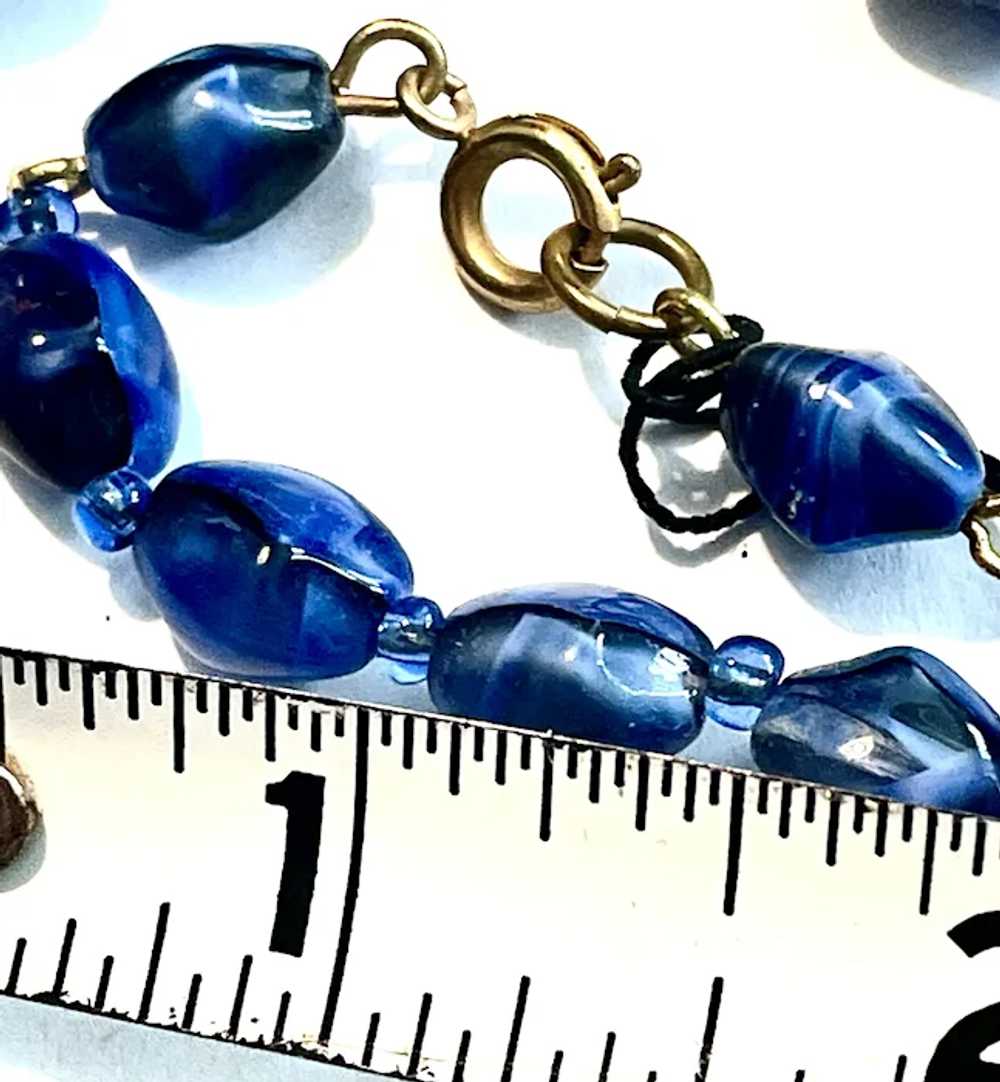 Vintage 32” Graduated Blue Bead Necklace - image 3