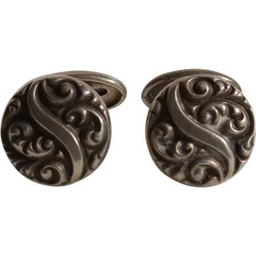 Antique sterling silver repousse cufflinks