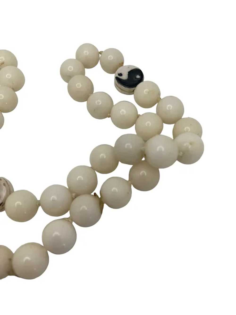 Vintage Chinese White Jade Bead Necklace - image 7