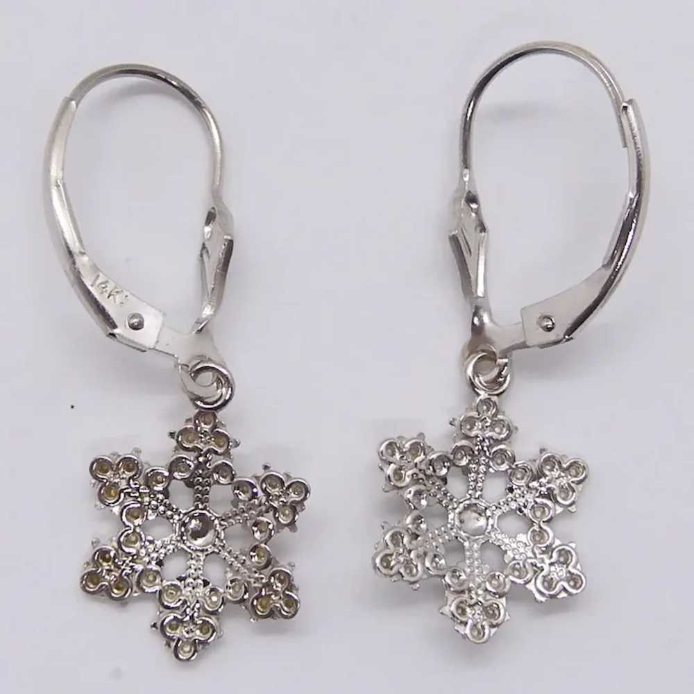 Diamond-Cut Snowflake Dangle Earrings 14k White G… - image 5