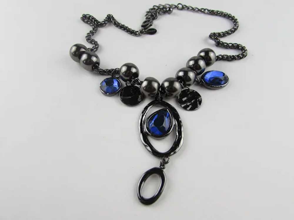 Chico Anodized Silver Tone Necklace With Blue Luc… - image 12