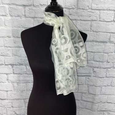 Stella McCartney abstract-pattern fringed wool-blend scarf - Grey
