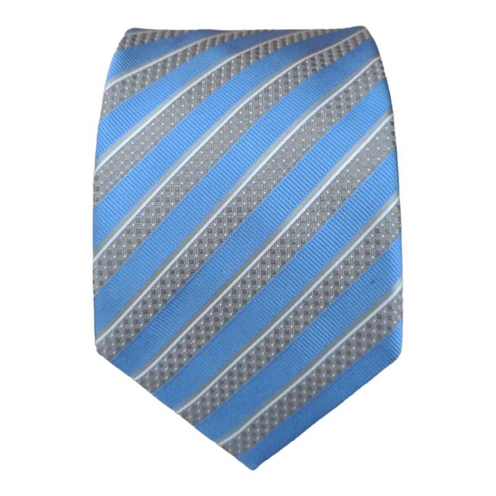 Canali CANALI Blue Striped Silk Tie ITALY 59"/ 3.… - image 1