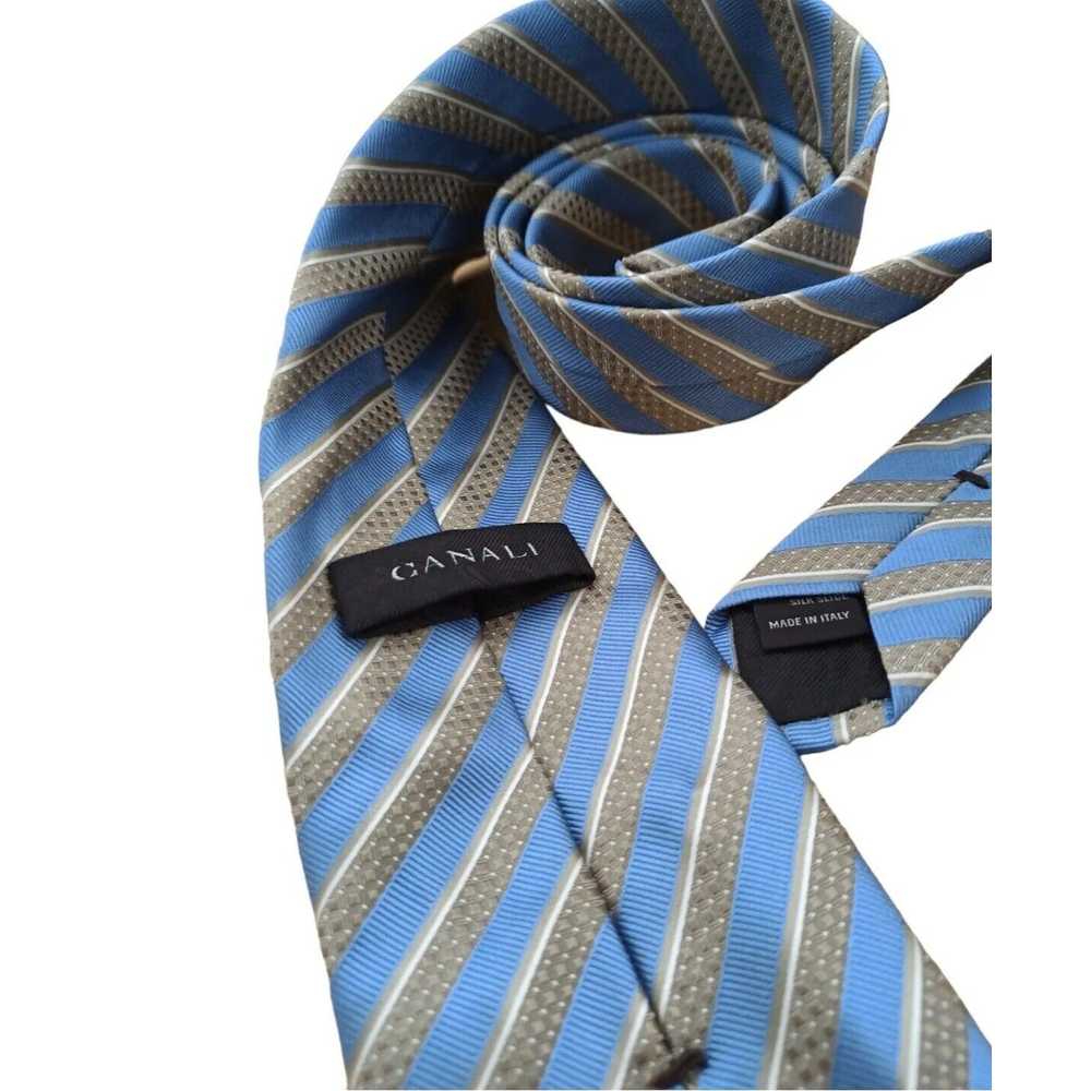 Canali CANALI Blue Striped Silk Tie ITALY 59"/ 3.… - image 2