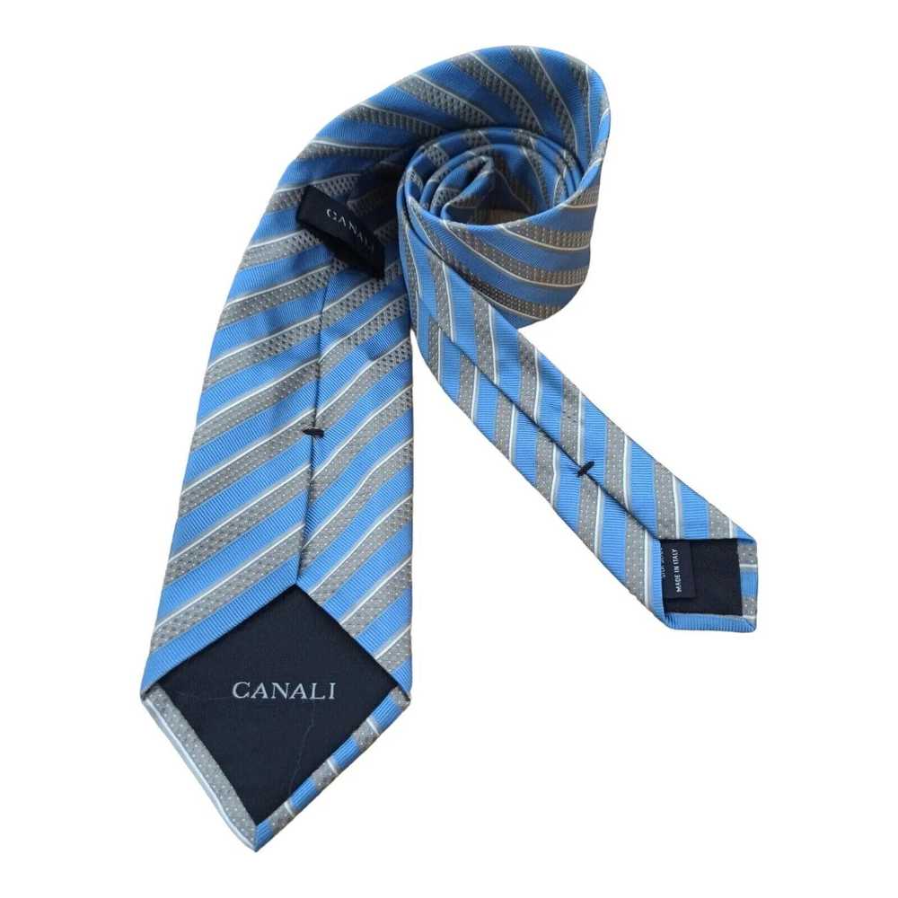 Canali CANALI Blue Striped Silk Tie ITALY 59"/ 3.… - image 6
