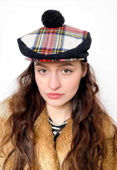 Vintage 90s warm wool beret hat in multi color - image 1