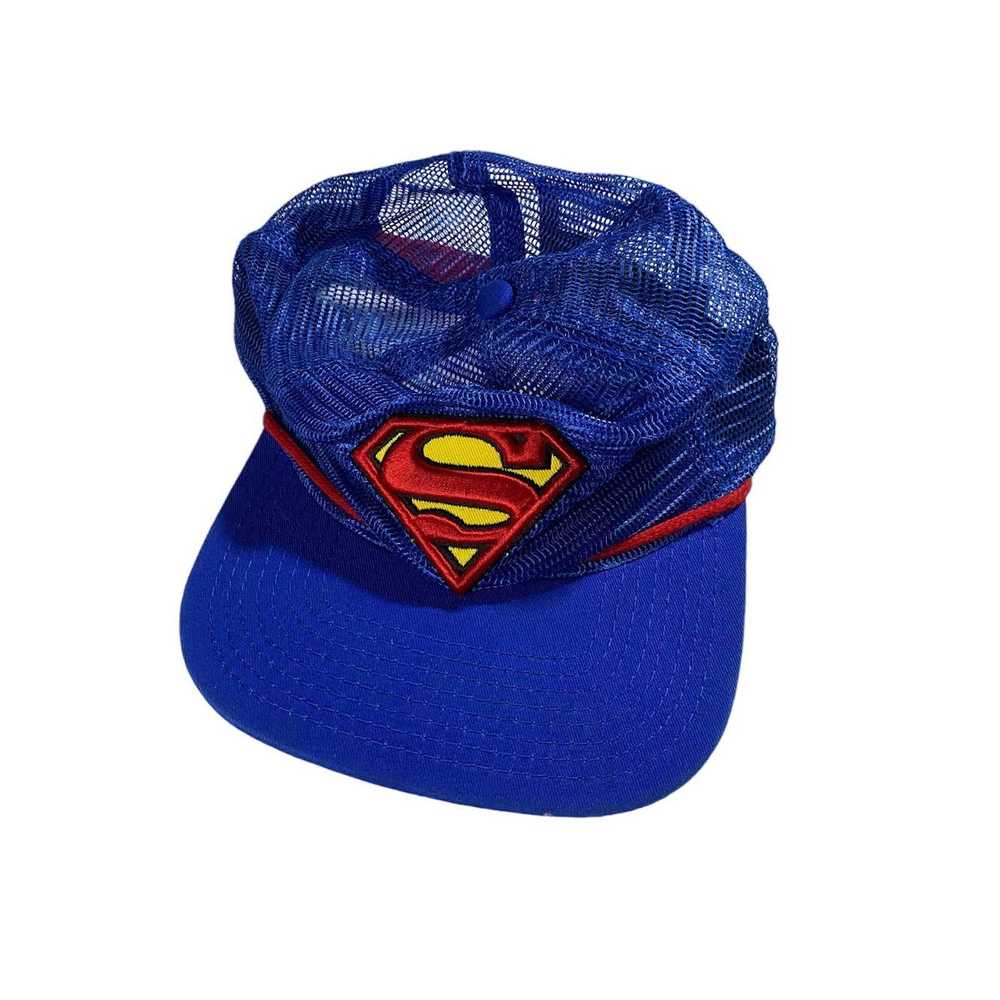 Dc Comics Vintage Superman Hat Blue Stitched Snap… - image 1