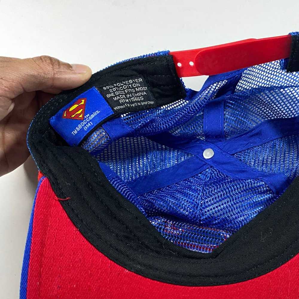 Dc Comics Vintage Superman Hat Blue Stitched Snap… - image 4